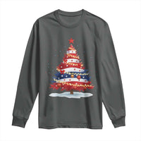 Christmas Tree American Flag Patriotic Long Sleeve Shirt - Wonder Print Shop