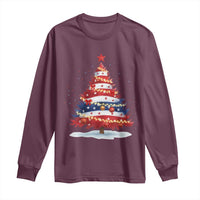 Christmas Tree American Flag Patriotic Long Sleeve Shirt - Wonder Print Shop