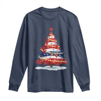 Christmas Tree American Flag Patriotic Long Sleeve Shirt - Wonder Print Shop