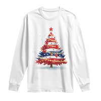 Christmas Tree American Flag Patriotic Long Sleeve Shirt - Wonder Print Shop