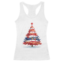 Christmas Tree American Flag Patriotic Racerback Tank Top - Wonder Print Shop