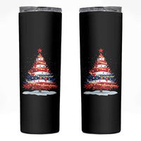 Christmas Tree American Flag Patriotic Skinny Tumbler - Wonder Print Shop