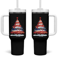 Christmas Tree American Flag Patriotic Tumbler With Handle - Wonder Print Shop