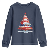 Christmas Tree American Flag Patriotic Youth Sweatshirt - Wonder Print Shop