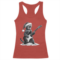 Funny Cat Guitar Racerback Tank Top Rock and Roll Christmas - Wonder Print Shop