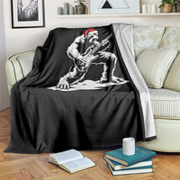 Funny Bigfoot Guitar Throw Blanket Rock and Roll Christmas - Wonder Print Shop