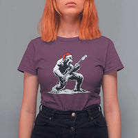 Funny Bigfoot Guitar T Shirt For Women Rock and Roll Christmas - Wonder Print Shop