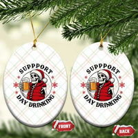 Funny Skeleton Beer Xmas Ceramic Ornament Support Day Drinking - Wonder Print Shop