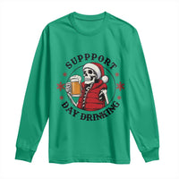 Funny Skeleton Beer Christmas Long Sleeve Shirt Support Day Drinking - Wonder Print Shop