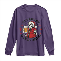 Funny Skeleton Beer Christmas Long Sleeve Shirt Support Day Drinking - Wonder Print Shop