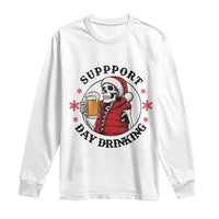 Funny Skeleton Beer Christmas Long Sleeve Shirt Support Day Drinking - Wonder Print Shop