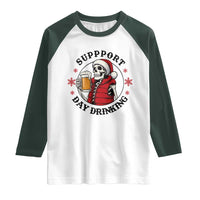 Funny Skeleton Beer Christmas Raglan Shirt Support Day Drinking - Wonder Print Shop