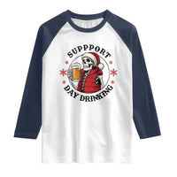 Funny Skeleton Beer Christmas Raglan Shirt Support Day Drinking - Wonder Print Shop