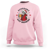 Funny Skeleton Beer Christmas Sweatshirt Support Day Drinking - Wonder Print Shop