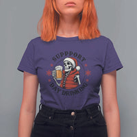 Funny Skeleton Beer Christmas T Shirt For Women Support Day Drinking - Wonder Print Shop