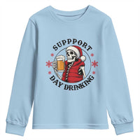 Funny Skeleton Beer Christmas Youth Sweatshirt Support Day Drinking - Wonder Print Shop