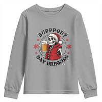 Funny Skeleton Beer Christmas Youth Sweatshirt Support Day Drinking - Wonder Print Shop