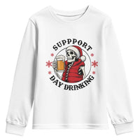 Funny Skeleton Beer Christmas Youth Sweatshirt Support Day Drinking - Wonder Print Shop