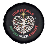 Funny Skeleton Christian Spare Tire Cover Christmas Begins With Christ - Wonder Print Shop