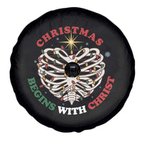 Funny Skeleton Christian Spare Tire Cover Christmas Begins With Christ - Wonder Print Shop