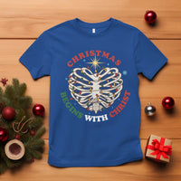 Funny Skeleton Christian T Shirt Christmas Begins With Christ - Wonder Print Shop