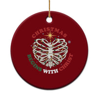 Funny Skeleton Christian Ceramic Ornament Xmas Begins With Christ - Wonder Print Shop