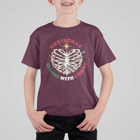 Funny Skeleton Christian T Shirt For Kid Christmas Begins With Christ - Wonder Print Shop