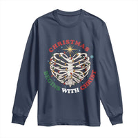 Funny Skeleton Christian Long Sleeve Shirt Christmas Begins With Christ - Wonder Print Shop