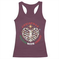 Funny Skeleton Christian Racerback Tank Top Christmas Begins With Christ - Wonder Print Shop