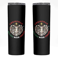 Funny Skeleton Christian Skinny Tumbler Christmas Begins With Christ - Wonder Print Shop