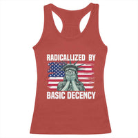 Statue of Liberty Patriotic Racerback Tank Top Radicalized By Basic Decency - Wonder Print Shop