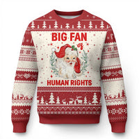 Funny Santa Xmas Ugly Christmas Sweater Big Fan Of Human Rights - Wonder Print Shop
