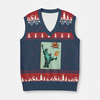 No Kings V-Neck Knit Sweater Vest Statue of Liberty Political Protest - Wonder Print Shop