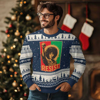 Angela Davis Ugly Christmas Sweater Political Protest Resist Civil Rights Freedom - Wonder Print Shop