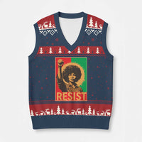 Angela Davis V-Neck Knit Sweater Vest Political Protest Resist Civil Rights Freedom - Wonder Print Shop