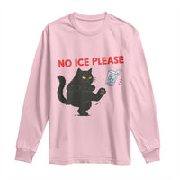 No Ice Please Long Sleeve Shirt Funny Black Cat Abolish ICE Meme Protest