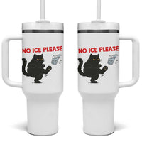 No Ice Please Tumbler With Handle Funny Black Cat Abolish ICE Meme Protest