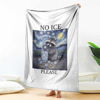 No Ice Please Throw Blanket Starry Night Raccoon Trash Panda Anti ICE Meme