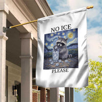 No Ice Please Garden Flag Starry Night Raccoon Trash Panda Anti ICE Meme