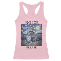 No Ice Please Racerback Tank Top Starry Night Raccoon Trash Panda Anti ICE Meme