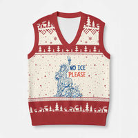 No Ice Please V-Neck Knit Sweater Vest Funny Statue of Liberty Anti ICE Deportation Human Rights