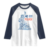 No Ice Please Raglan Shirt Funny Statue of Liberty Anti ICE Deportation Human Rights
