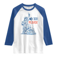 No Ice Please Raglan Shirt Funny Statue of Liberty Anti ICE Deportation Human Rights