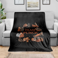 Team Punch Monkey Throw Blanket Viral Baby Monkey Meme