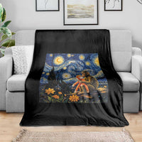Baby Monkey Punch Starry Night Viral Trend Throw Blanket