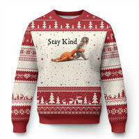 Punch The Monkey Meme Ugly Christmas Sweater Stay Kind