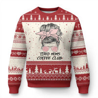 Tired Moms Coffee Club Ugly Christmas Sweater Messy Bun Mom Life Coffee Lover