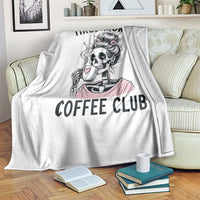 Tired Moms Coffee Club Throw Blanket Funny Skeleton Drinking Coffee Lover