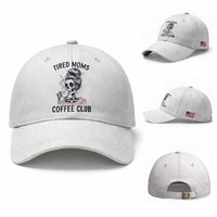 Tired Moms Coffee Club Baseball Cap Funny Skeleton Drinking Coffee Lover