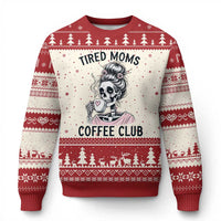 Tired Moms Coffee Club Ugly Christmas Sweater Funny Skeleton Drinking Coffee Lover